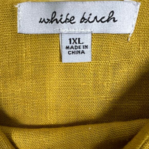 White Birch Sleeveless Blouse Womens 1X Yellow Tiered Lace Cottagecore Prairie - Picture 6 of 7